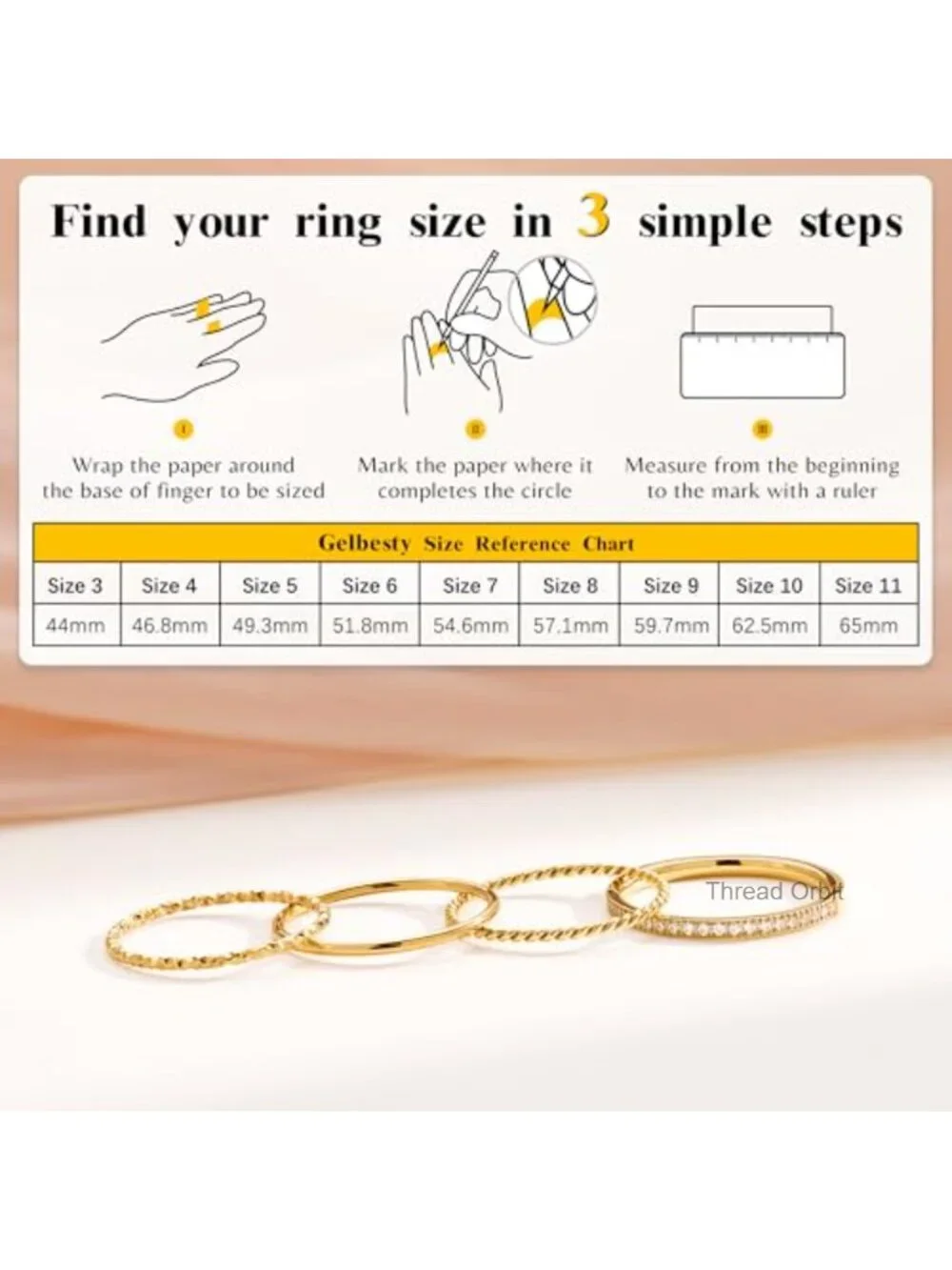 Dainty 14K Gold Plated Stackable CZ Wedding Band Ring Set, Non Tarnish